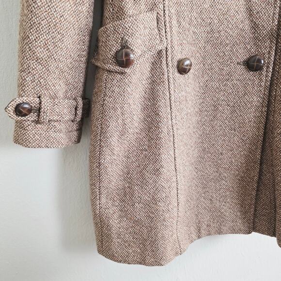 Zara Wool Brown Double-Breasted Peacoat - Picture 4 of 12